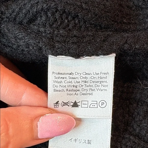 Eddie Bauer wool blend black cAble knit turtleneck boxy fit 4X - Picture 7 of 8